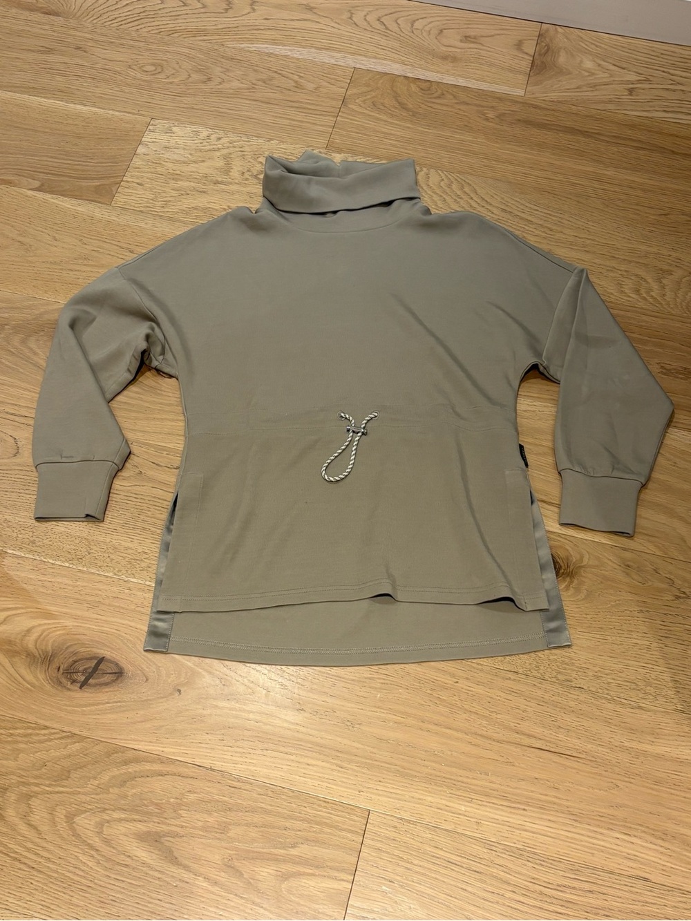 Varley Freya Sweat Drawstring Cowl Neck Pullover Sweater- Taupe/stone- Medium